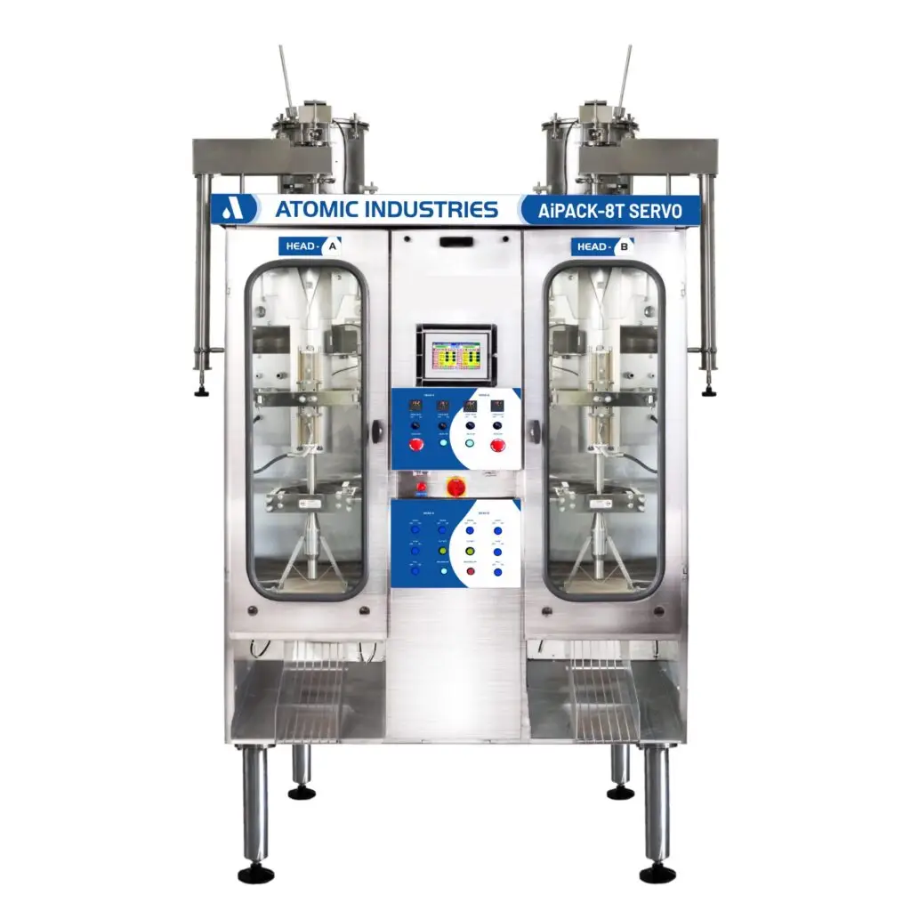 Atomic Industries milk pouch packing machine with 8,000 pouches per hour capacity